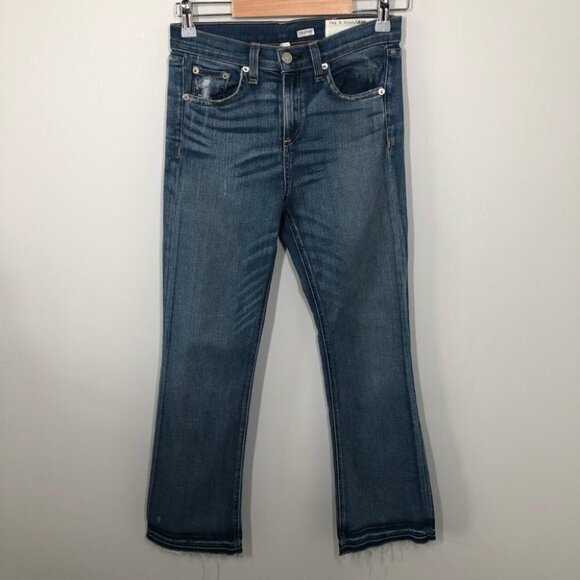 RAG and Bone Cropped Raw Hem  Jeans Size 25 - Picture 1 of 9